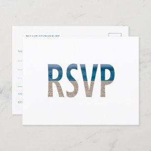 Tropical Beach Sand Water Photo Wedding RSVP Invitation Postcard