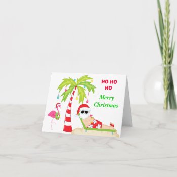 Tropical Beach Santa Holiday Card by ChristmasBellsRing at Zazzle