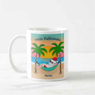 Tropical Beach Santa Mele Kalikimaka Christmas Coffee Mug