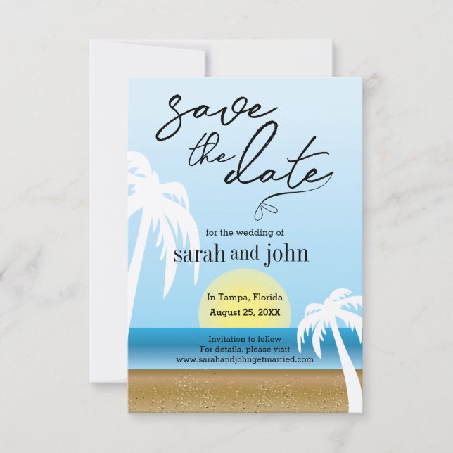 Tropical Beach Save The Date (Front)