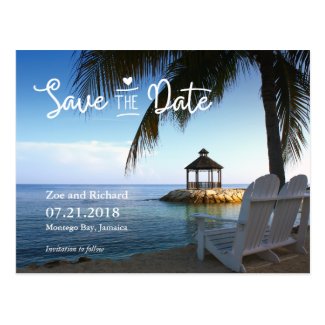 Tropical Beach Save the Date Postcard