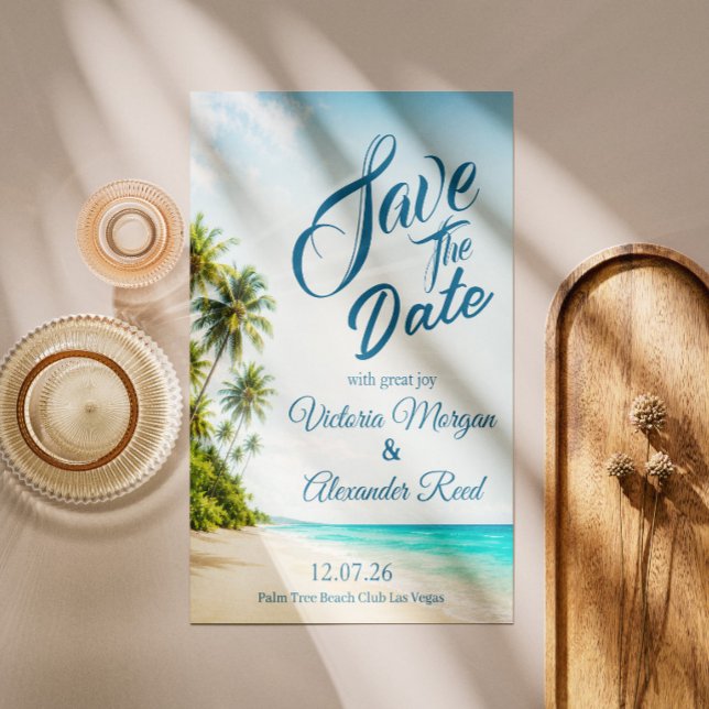 Tropical Beach Save the Date Wedding Invitation (Creator Uploaded)