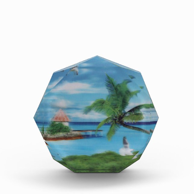 Tropical Beach Scene Art Print Acrylic Award (Front)