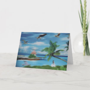 Tropical Beach Scene Art Print Card