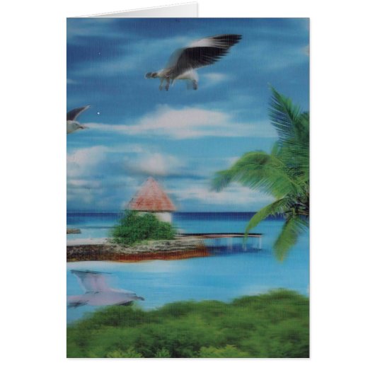 Tropical Beach Scene Art Print Cards (Front)