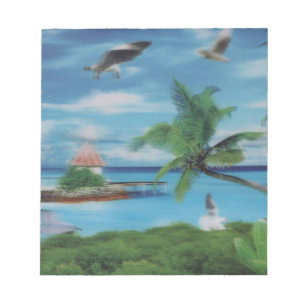 Tropical Beach Scene Art Print Notepad