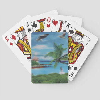 Tropical Beach Scene Art Print Poker Cards