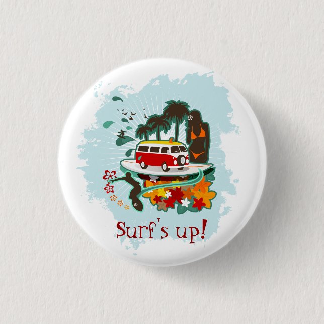Tropical Beach Scene Button (Front)