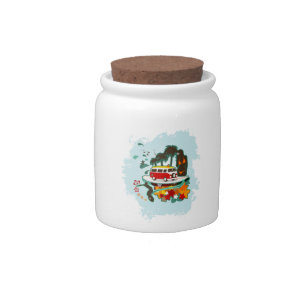 Tropical Beach Scene Candy Jar
