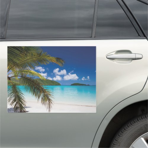 Tropical Beach Scene Car Magnet