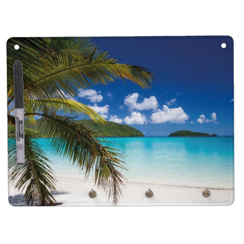 Tropical Beach Scene Dry Erase Board With Keychain Holder