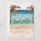 tropical beach scene graduation party invitation (Front)