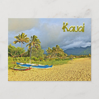 Tropical Beach Scene, Kauai Hawaii Postcard