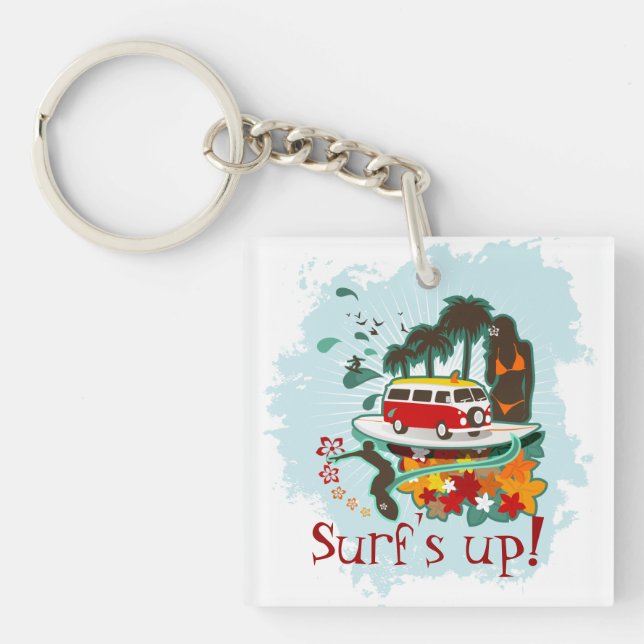 Tropical Beach Scene Keychain (Front)