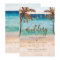 tropical beach scene modern wedding invitation