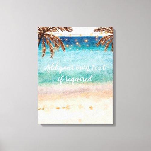 tropical beach scene palm trees watercolour canvas