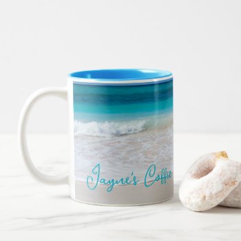Tropical Beach Scene Personalized Coffee Mug by holiday_store at Zazzle