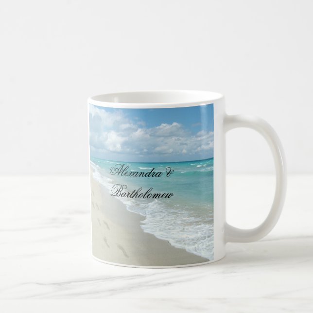 Tropical Beach Scene Personalized Keepsake Coffee Mug (Right)