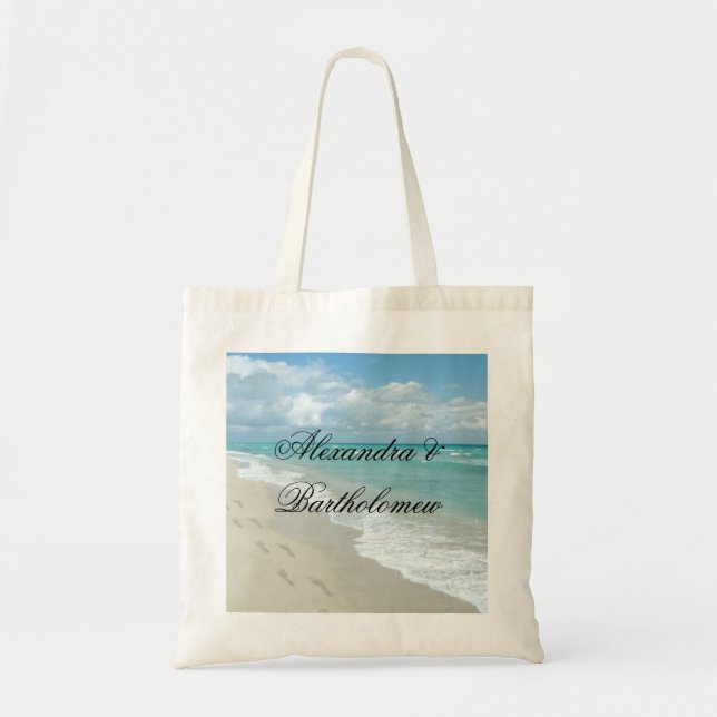 Tropical Beach Scene Personalized Keepsake Tote Bag (Front)