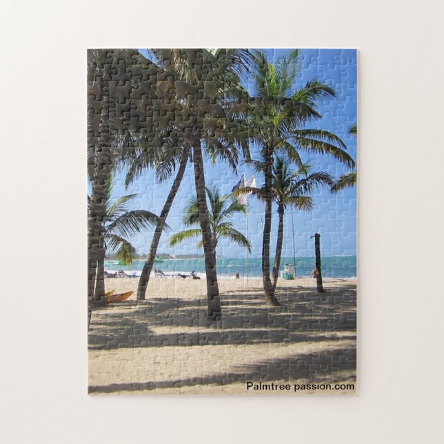 Tropical beach scene photo with white sand and oce jigsaw puzzle (Vertical)