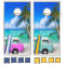 Tropical Beach Scene Pink and Blue Bus & Surfboard