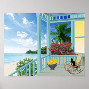 Tropical Beach Scene Poster