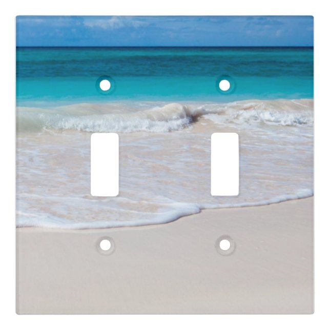 Tropical Beach Scene Sand Turquoise Water Light Switch Cover (Front)