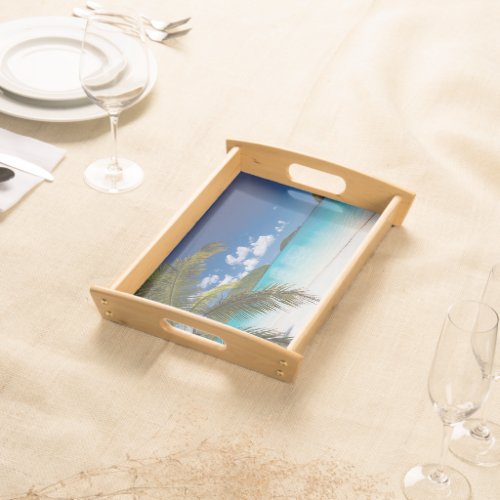 Tropical Beach Scene Serving Tray