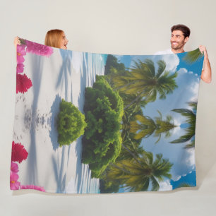 Tropical Beach Scene Throw Blanket