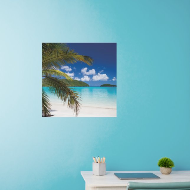 Tropical Beach Scene Wall Decal (Home Office)