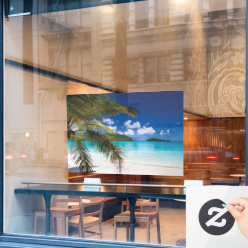 Tropical Beach Scene Window Cling