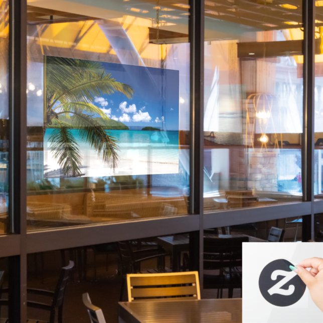 Tropical Beach Scene Window Cling (Restaurant Window)