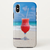 Tropical Beach Scene With Fancy Mixed Drink