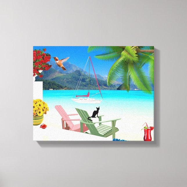 Tropical Beach Scene Wrapped Canvas (Front)