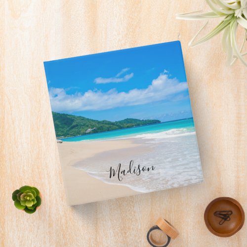 Tropical Beach Scenic Photo 3 Ring Binder