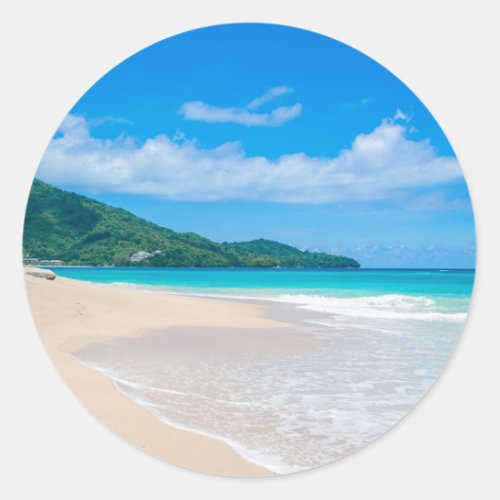 Tropical Beach Scenic Photo  Classic Round Sticker