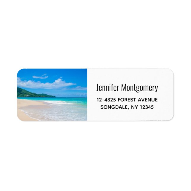 Tropical Beach Scenic Photo Label (Front)