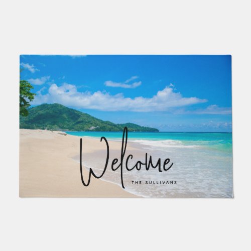 Tropical Beach Scenic Photo Welcome Doormat