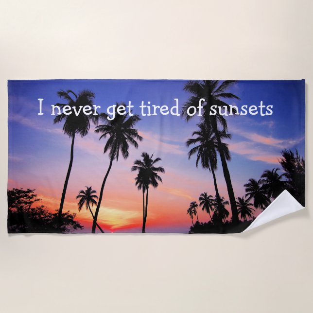 Tropical Beach Scenic Sunset Beach Towel (Front)