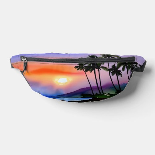 Tropical Beach Scenic Watercolor   Fanny Pack