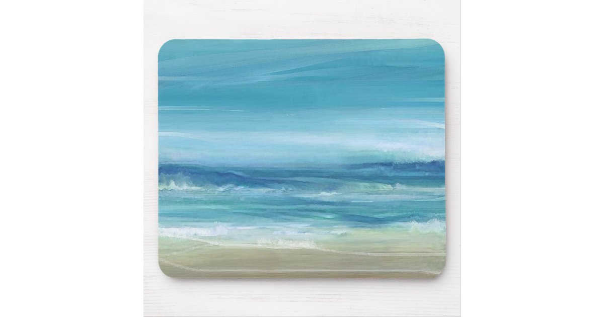 Tropical Beach Sea Blue Ocean Waves Watercolor Mouse Pad | Zazzle