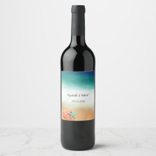 Tropical Beach Sea fish Wine Label