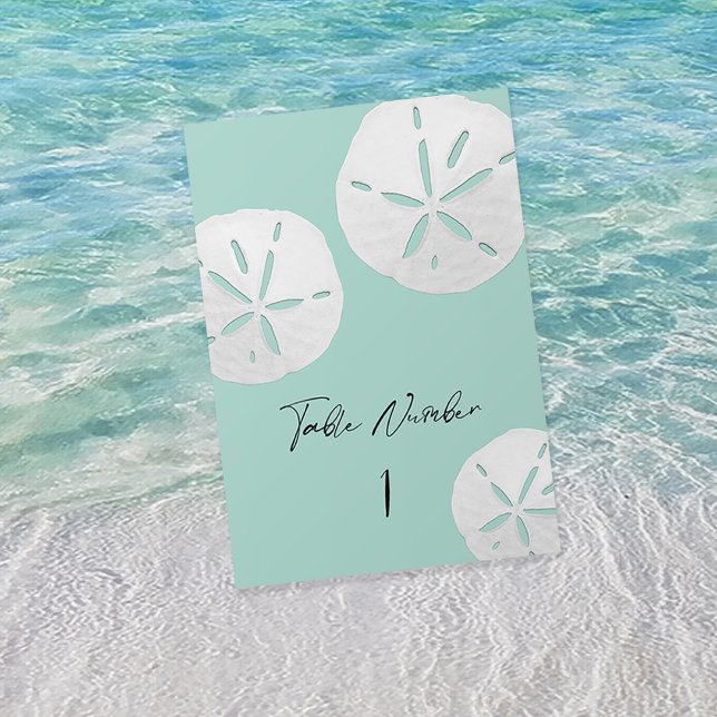 Tropical Beach Sea Glass & White Sand Dollars  Table Number (Creator Uploaded)
