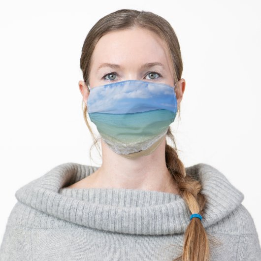 Tropical Beach Sea Ocean Waves Adult Cloth Face Mask (Worn)