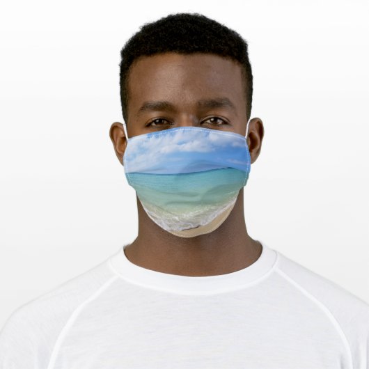 Tropical Beach Sea Ocean Waves Adult Cloth Face Mask (Worn)