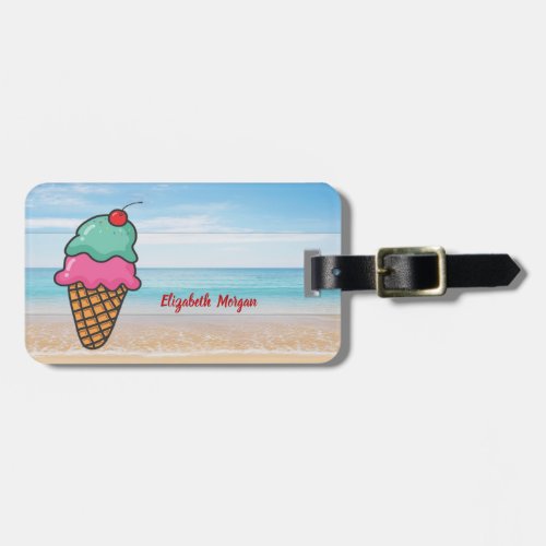 TropicalBeachSea SandIce cream_Personalized Luggage Tag