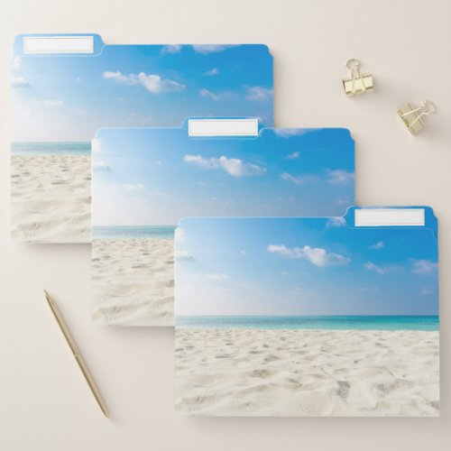 Tropical Beach Sea Sand Sky  Summer Day File Folder