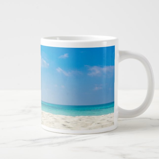 Tropical Beach Sea Sand Sky & Summer Day Giant Coffee Mug (Right)