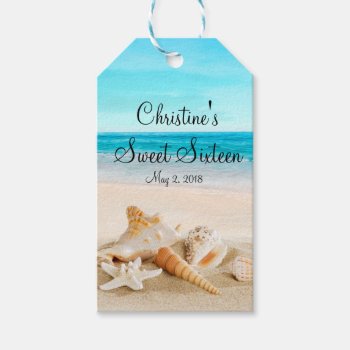 Tropical Beach Sea Shell Sweet 16 Favor|gift Tags by PurplePaperInvites at Zazzle