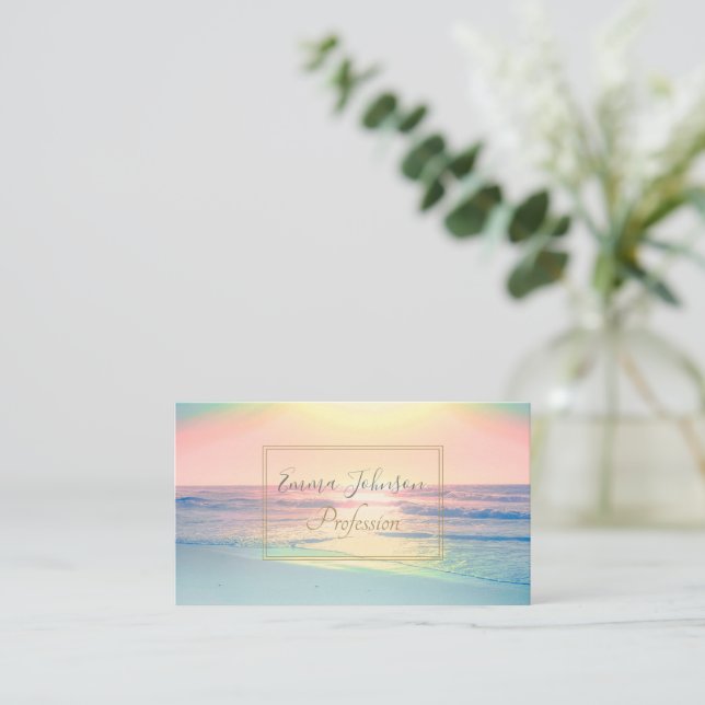 Tropical Beach Sea Sun Colorful Summer Business Card (Standing Front)